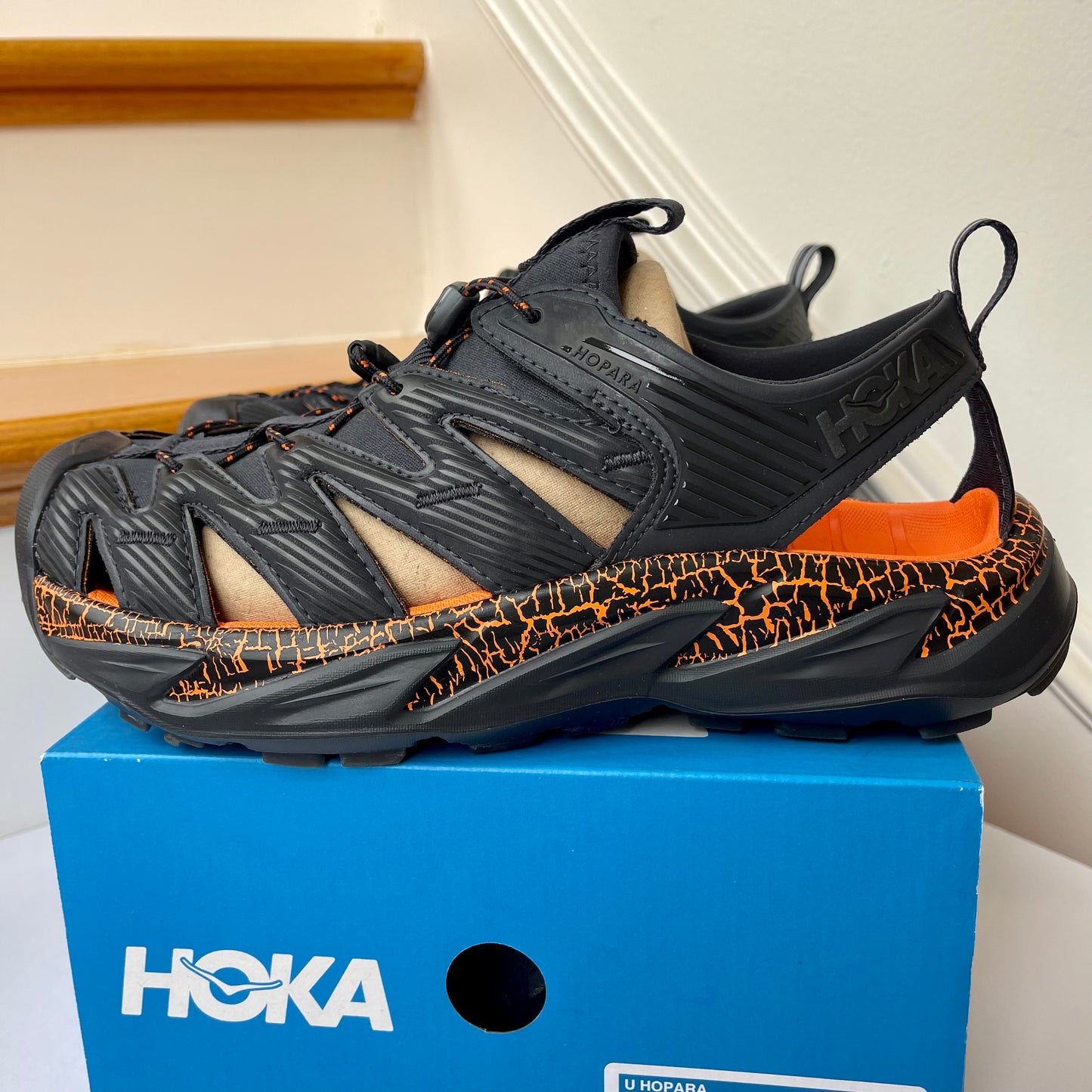 Hoka Hopara Hiking Sandal — Blue Graphite / Orange Persimmon