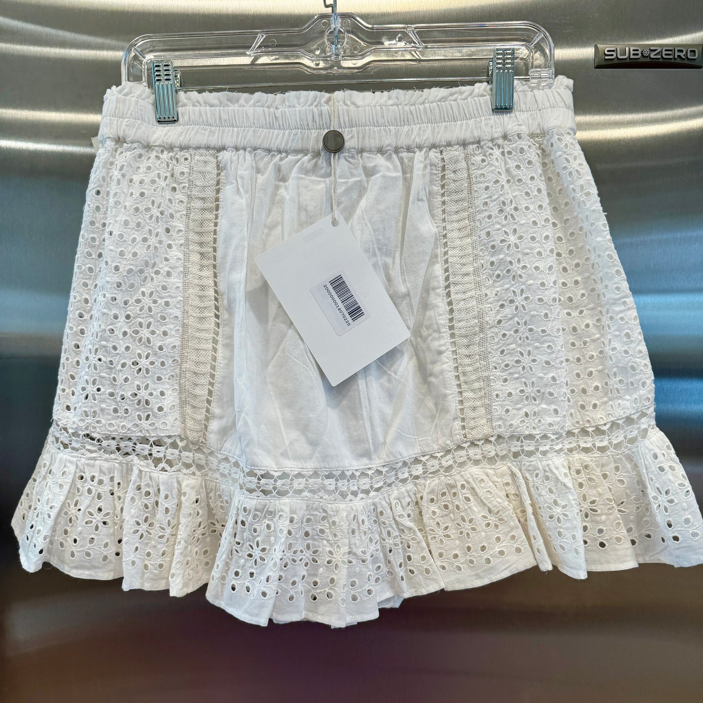 LoveShackFancy Baydar antique White lace eyelet mini skirt brand new