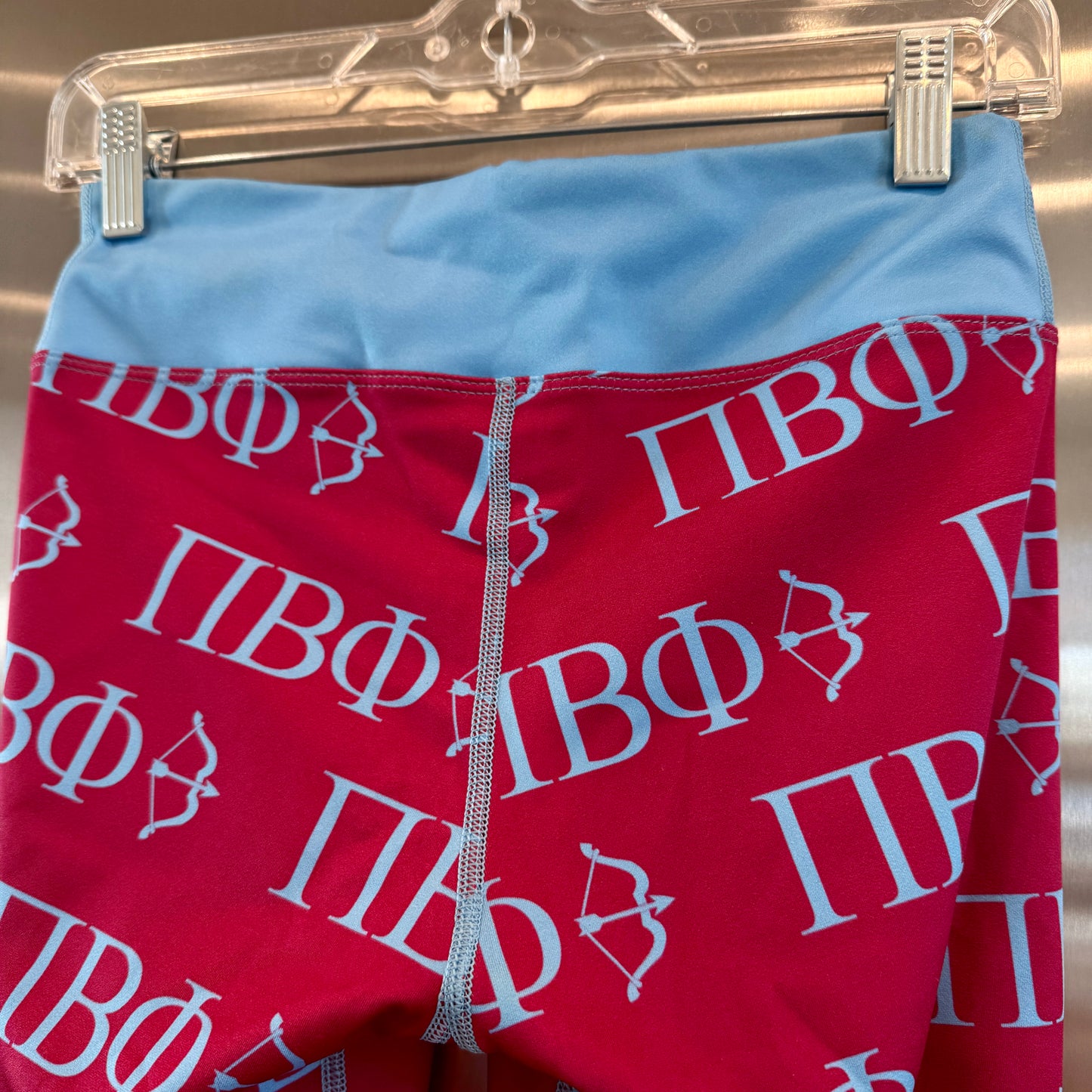 Pi Beta Phi Leggings Sorority Athletic Pants Wine Crimson / Silver Blue