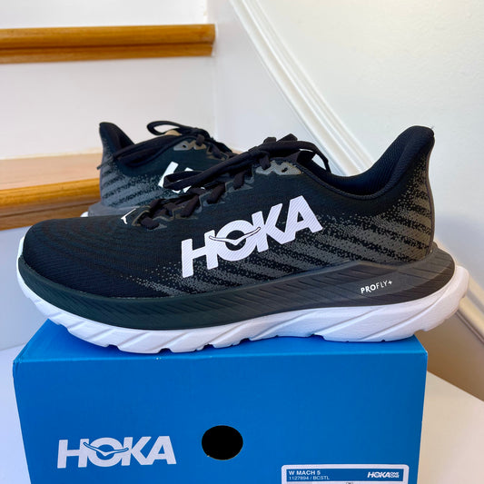 Hoka Mach 5 Running Shoes in Black / White / Castlerock , Hoka One One