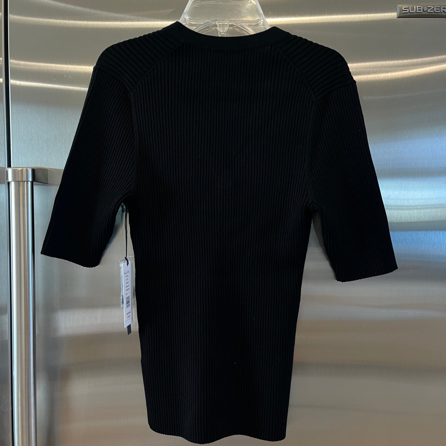 Michael Stars Jeanny Top Knit Black Ribbed Button down Henley