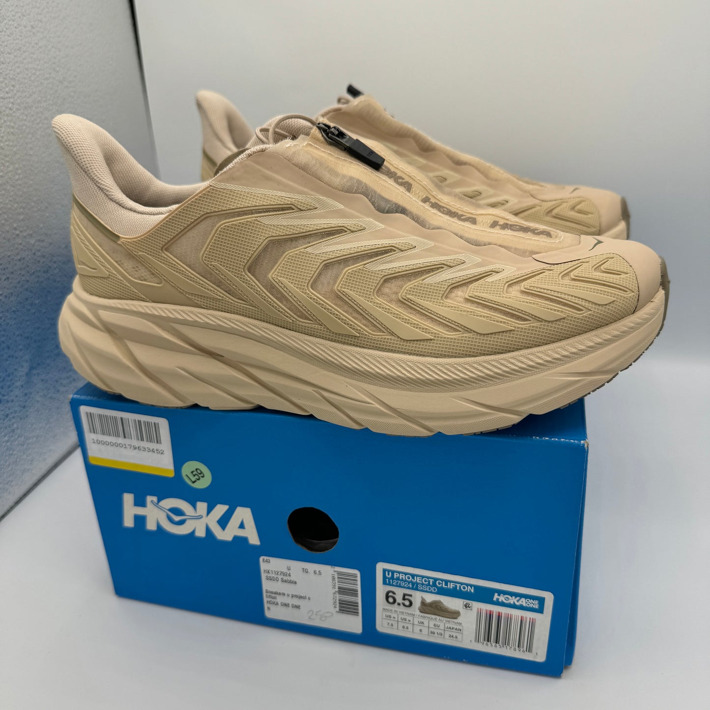 Hoka Project Clifton Beige Shifting Sands Dune SSDD Unisex Sneakers Shoes