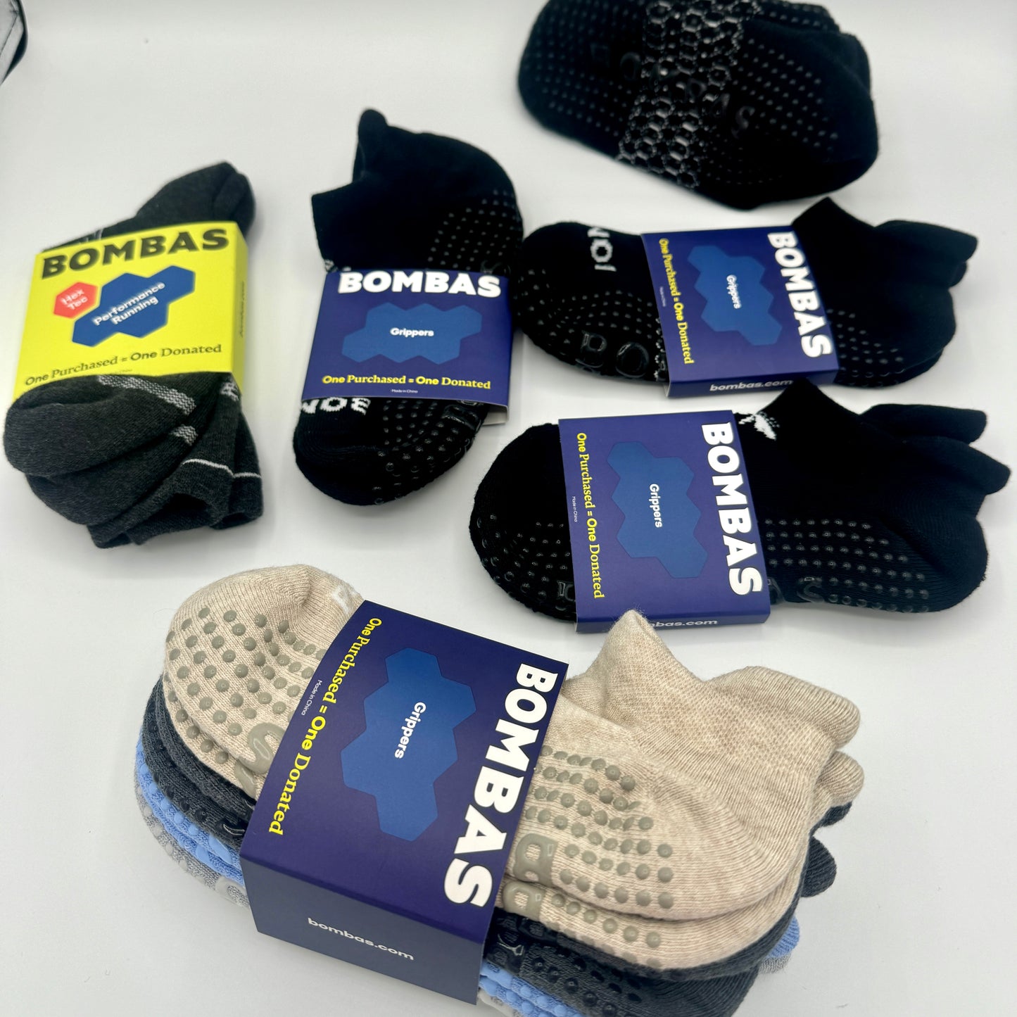 Bombas Bundle: 9 Pairs Grip Socks BUNDLE Grippers Athletic Pilates Multicolor