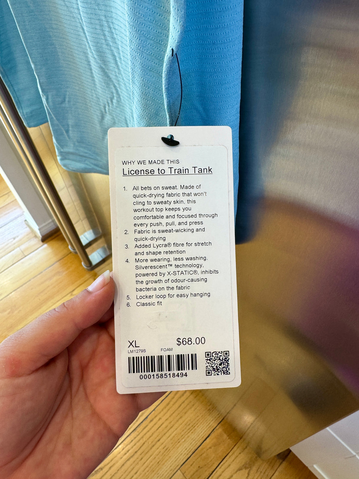 Lululemon License to Train Top , Mens Tank Top in Foam Cloud Blue