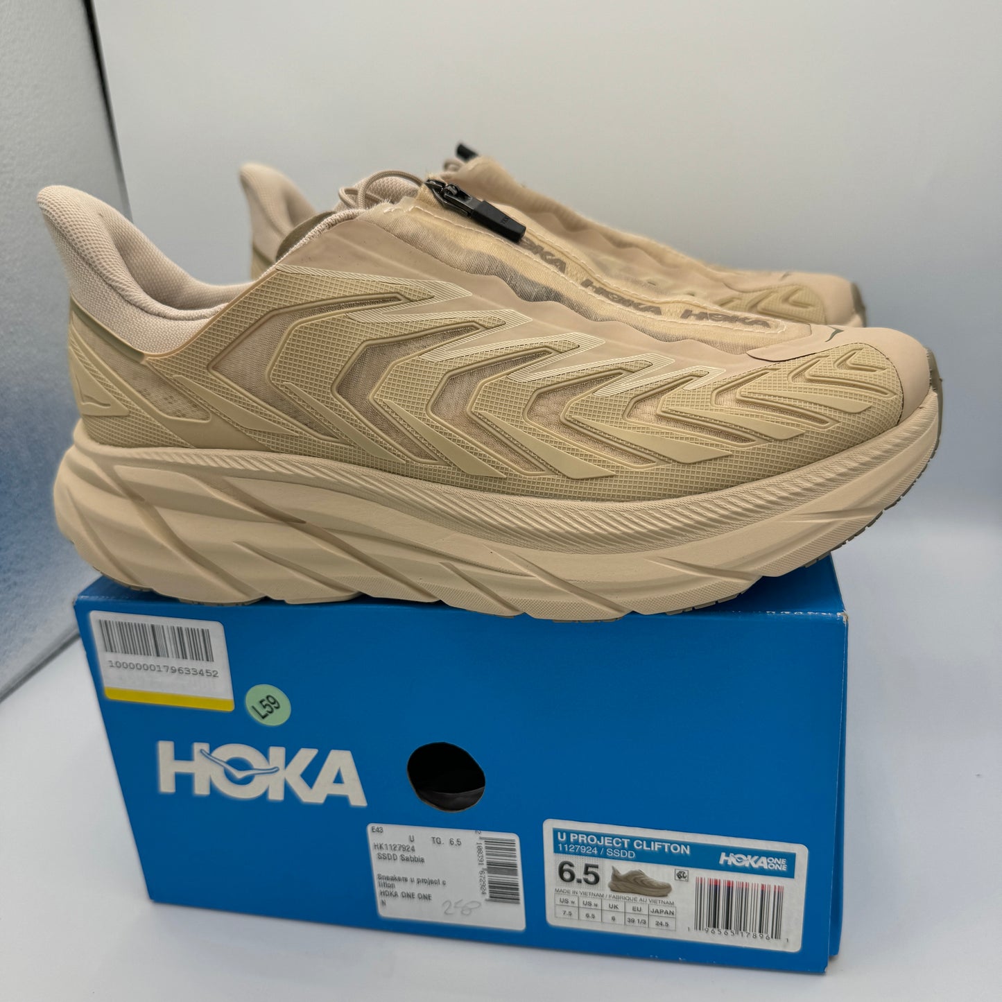 Hoka Project Clifton Beige Shifting Sands Dune SSDD Unisex Sneakers Shoes