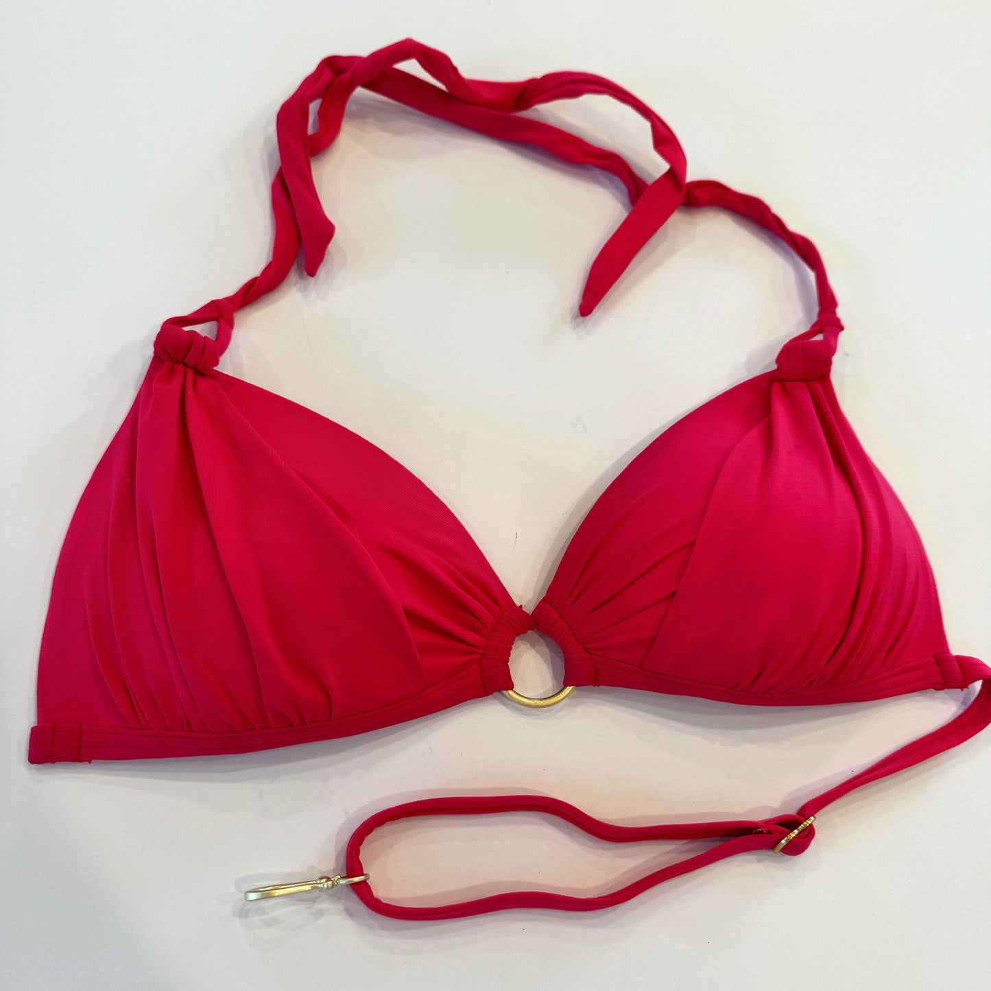 B.Swim Push-up Swim Bikini Top bathing suit halter red swimsuit adjustable USED