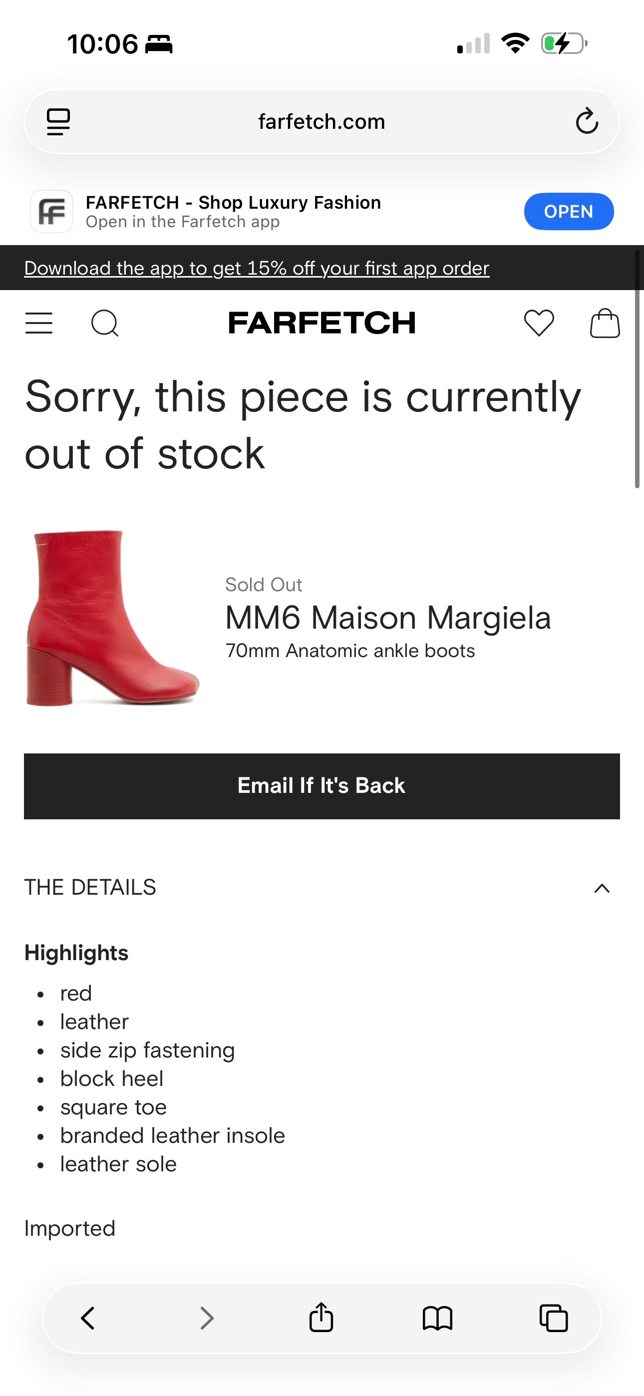 Maison Margeila MM6 Women’s Stitch Out Leather Anatomical Ankle Boots - Red