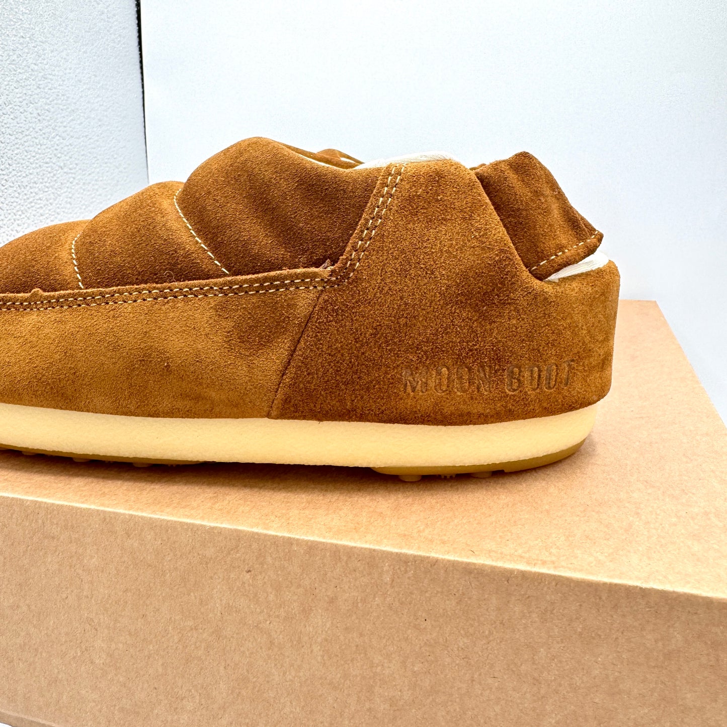 Moon Boot Evolution Slipper in Tan Suede Mule