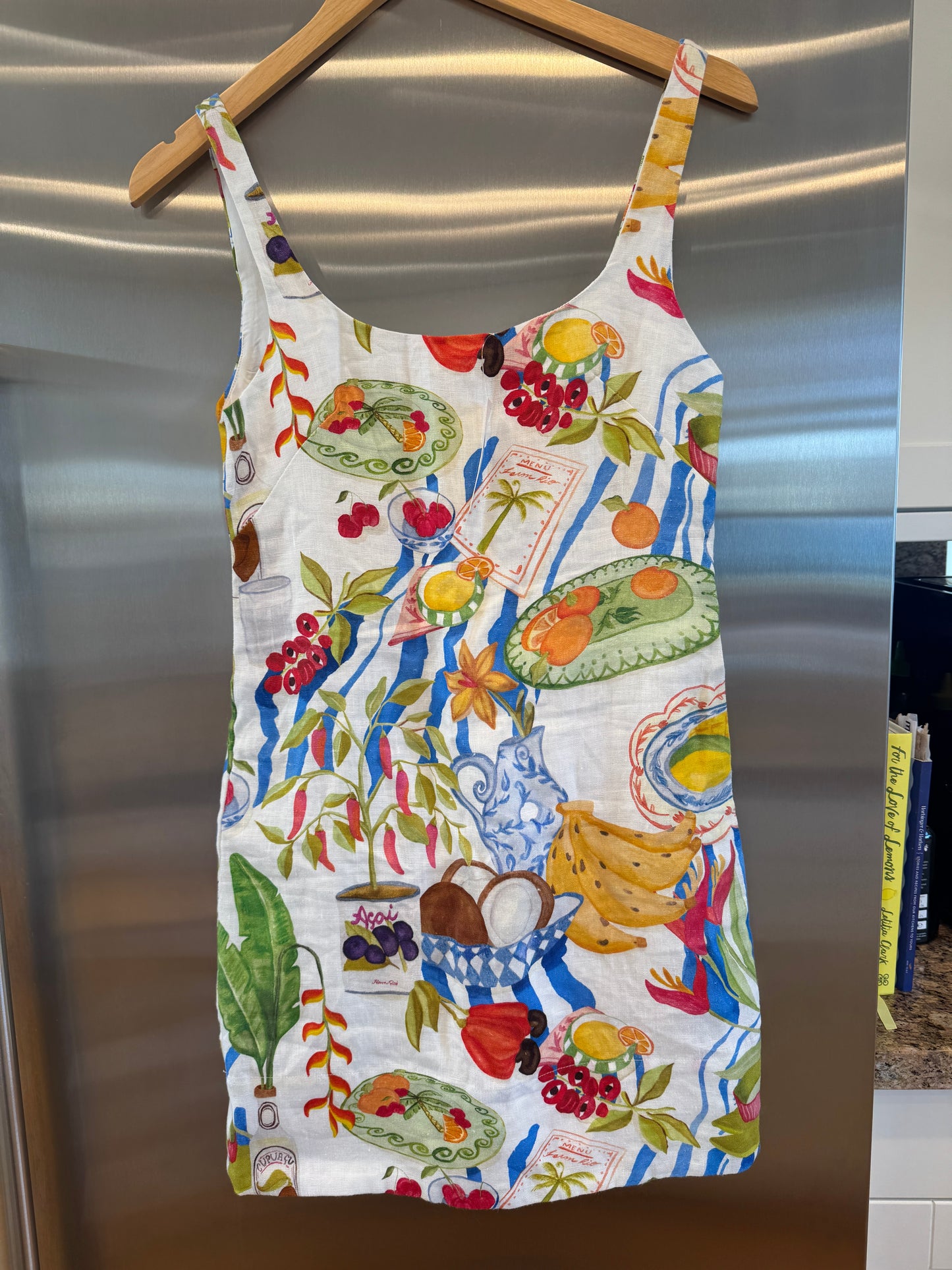 Farm Rio Linen Mini Dress in Fresh Table Multicolor