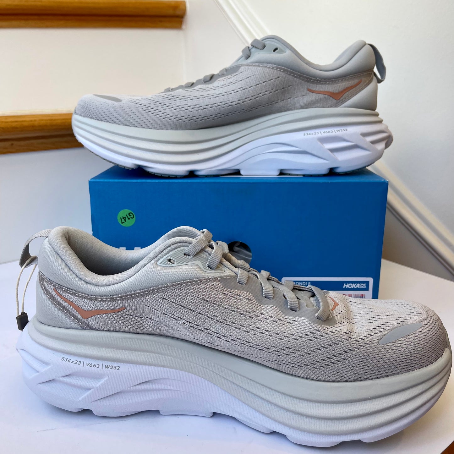 Hoka Bondi 8 Running Shoes in Harbor Mist / Lunar Rock Grey Hoka One One