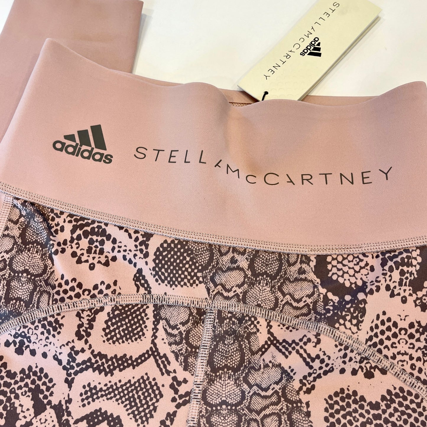 Stella McCartney Adidas Train BT Athletic Leggings in Mauve Tan Snake Brown