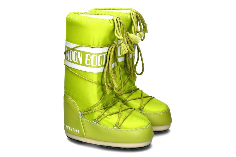 Moon Boot Nylon Icon Snow Boots Unisex Classic Tall Logos Lime Green