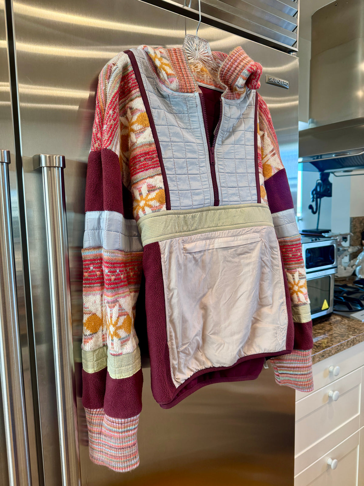 Free People To The Peak Quarter Zip Anorak Knit / Fleece Jacket - Mahogany , FP Movement