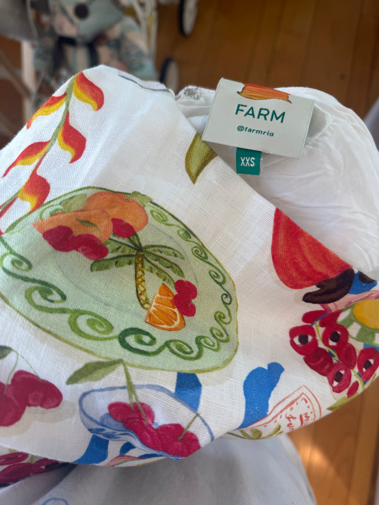 Farm Rio Linen Mini Dress in Fresh Table Multicolor