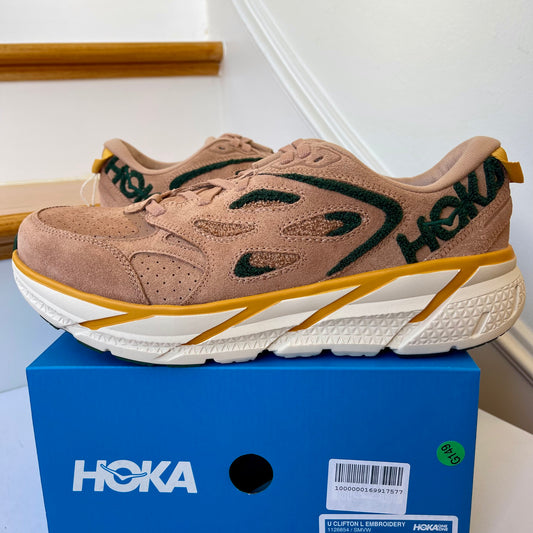 Hoka Clifton L Embroidery UNISEX Shoes Leather brown Mountain View