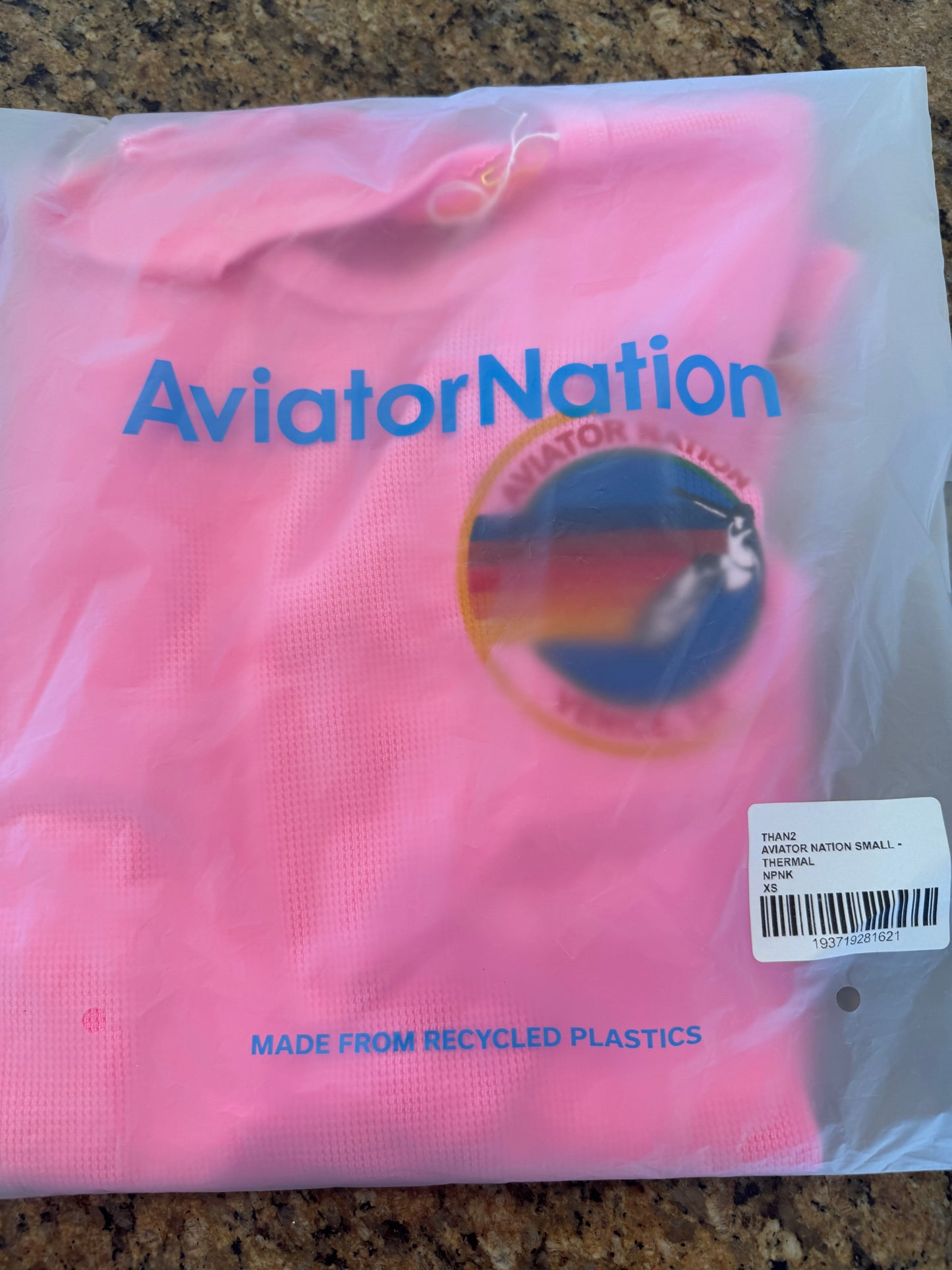Aviator Nation Thermal Shirt with Venice Logo Neon Pink Unisex
