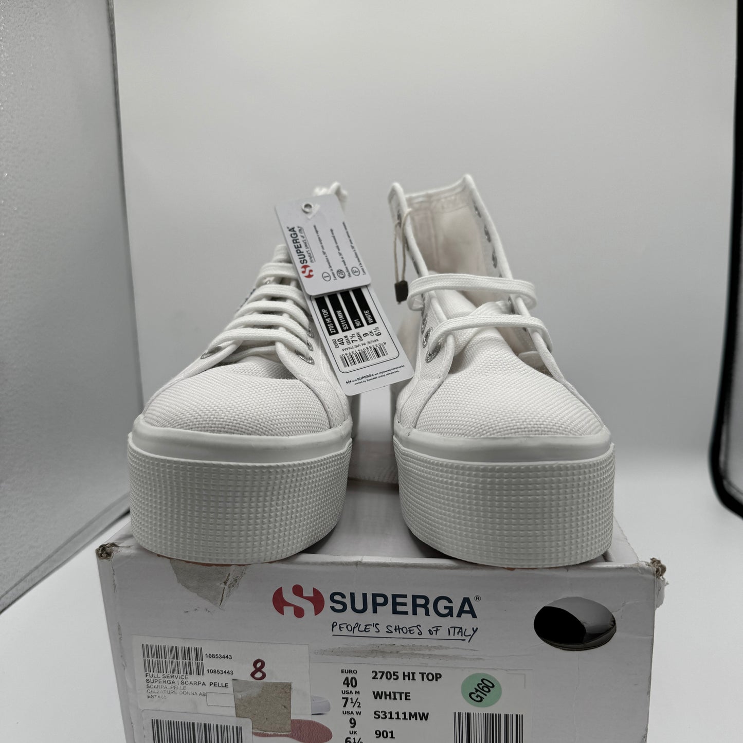 Superga White High Top Platform Sneakers 2705 Hi Lace up shoes