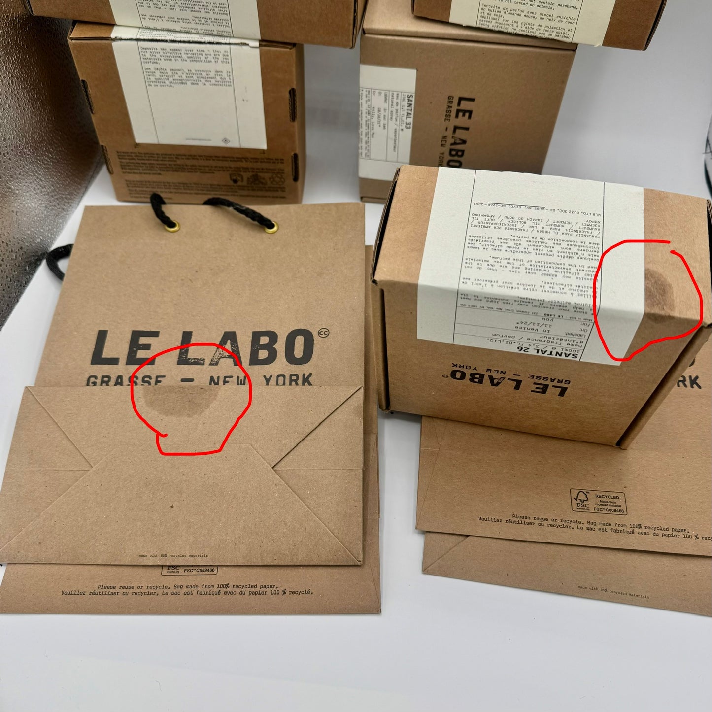 Bundle Le Labo Boxes and Gift Bags , Excellent Condition 9 Items Total