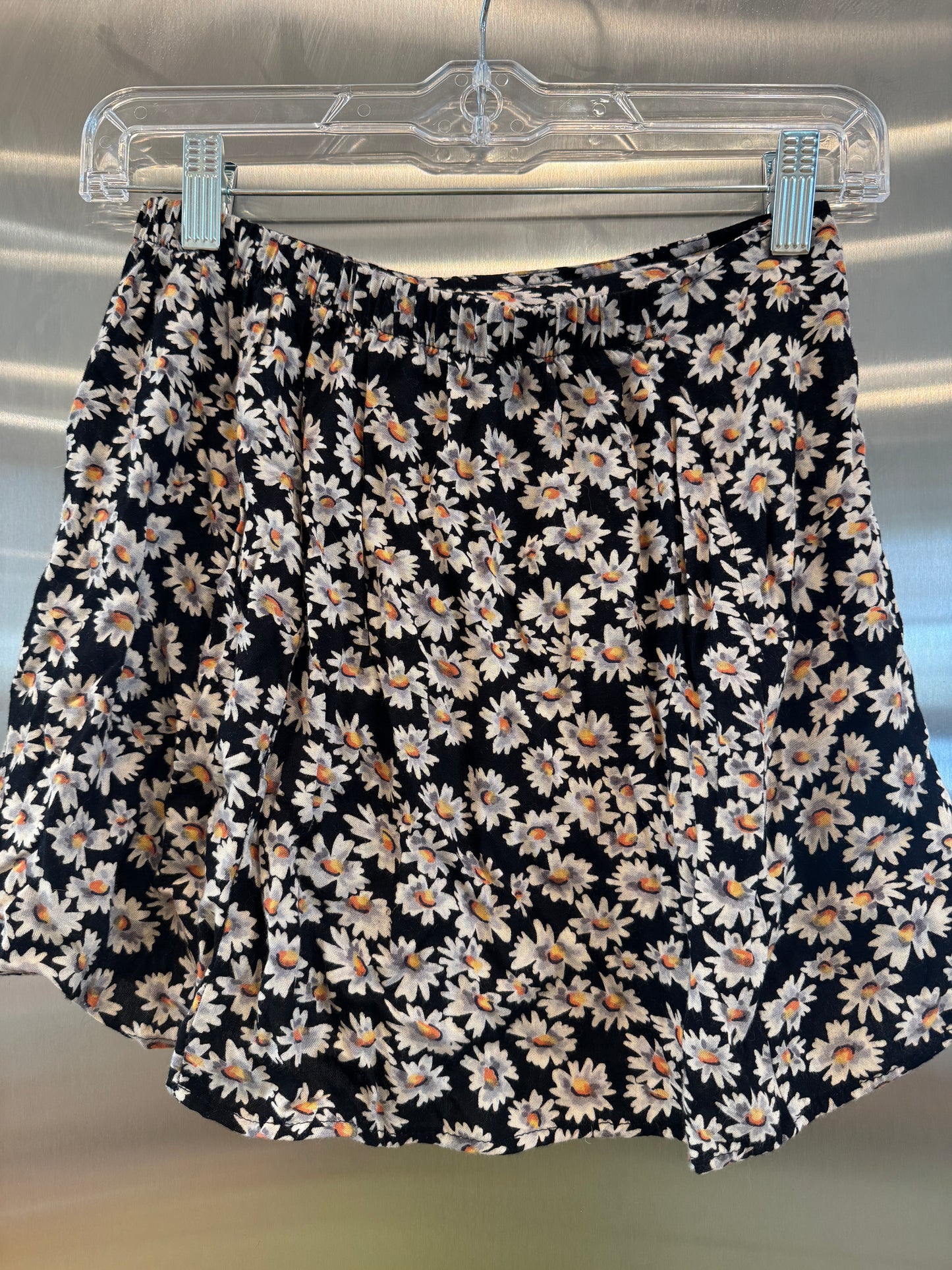 John Galt Mini Skirt in Black with white sunflowers * Pre-Owned * Brandy Melville Deadstock