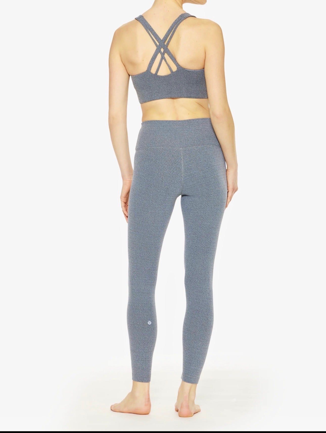Lululemon Energy Long Line Evolve Bra Top in Herringbone Grey Intertwine Texture Black / White Woven
