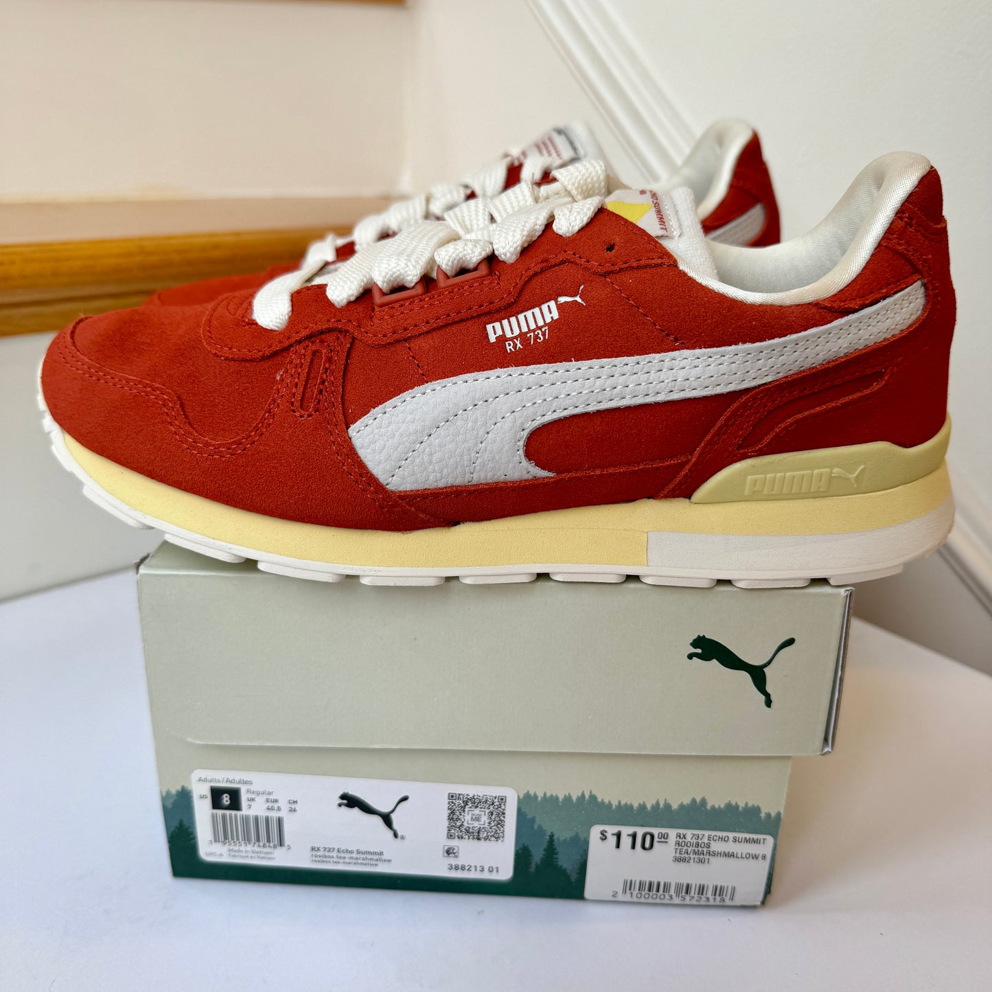 Puma Rx 737 Echo Summit sneakers in Rooibos Tea / Marshmallow orange shoes