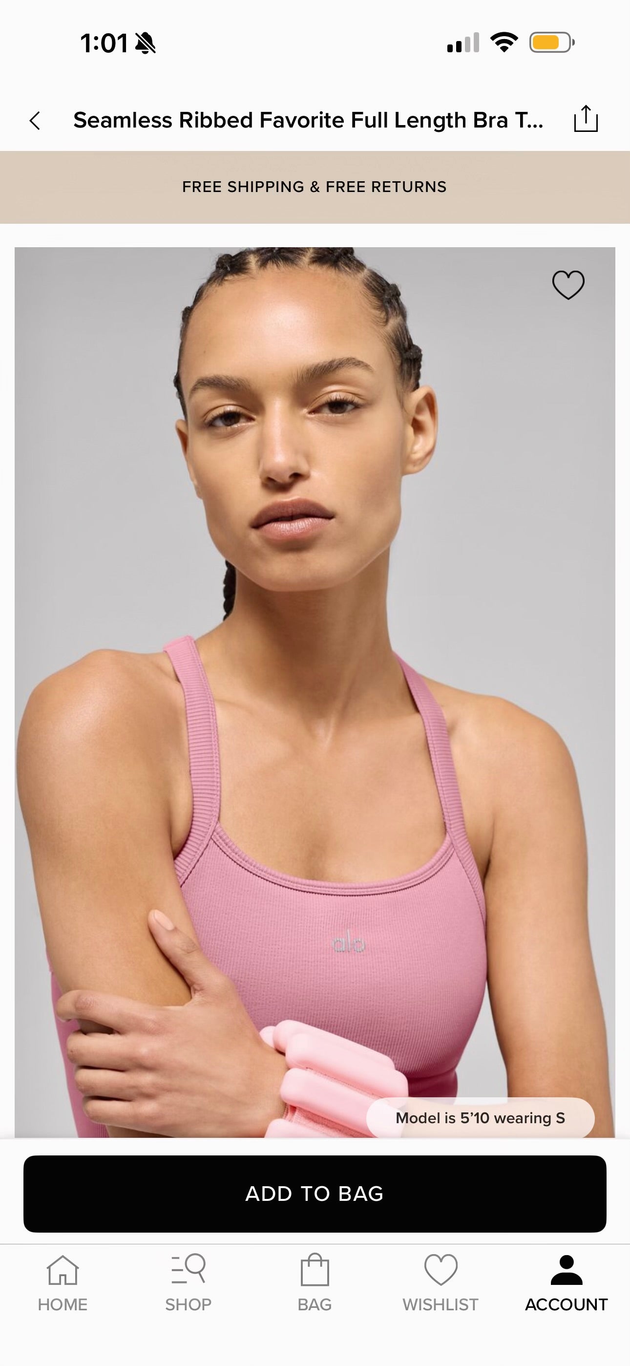 Alo Matching Set- Match Point Shorts and Seamless Ribbed Favorite Full Length Bra Tank Top in Pink Wild Rose