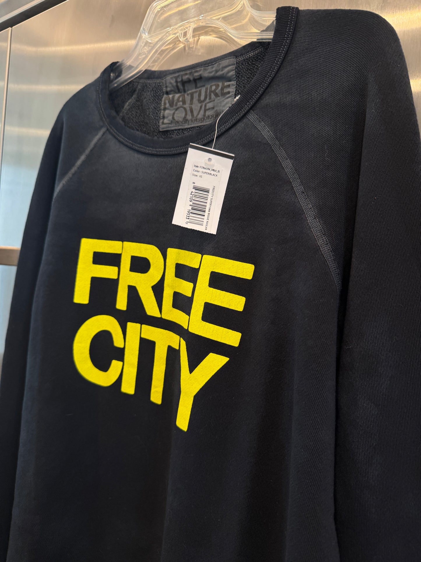 Freecity Unisex Crewneck Sweatshirt- Black / Yellow
