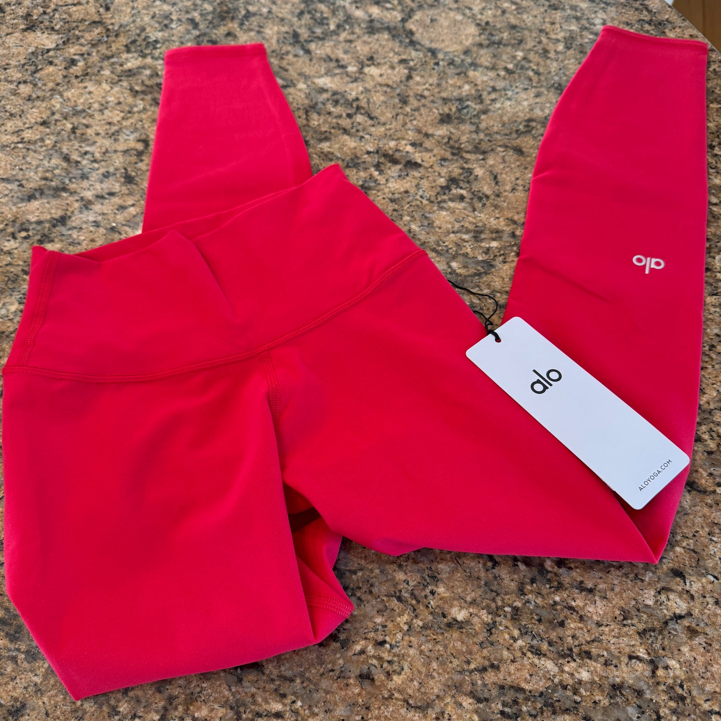 Alo Bold Red Alosoft Leggings High Waisted 7/8 Pants