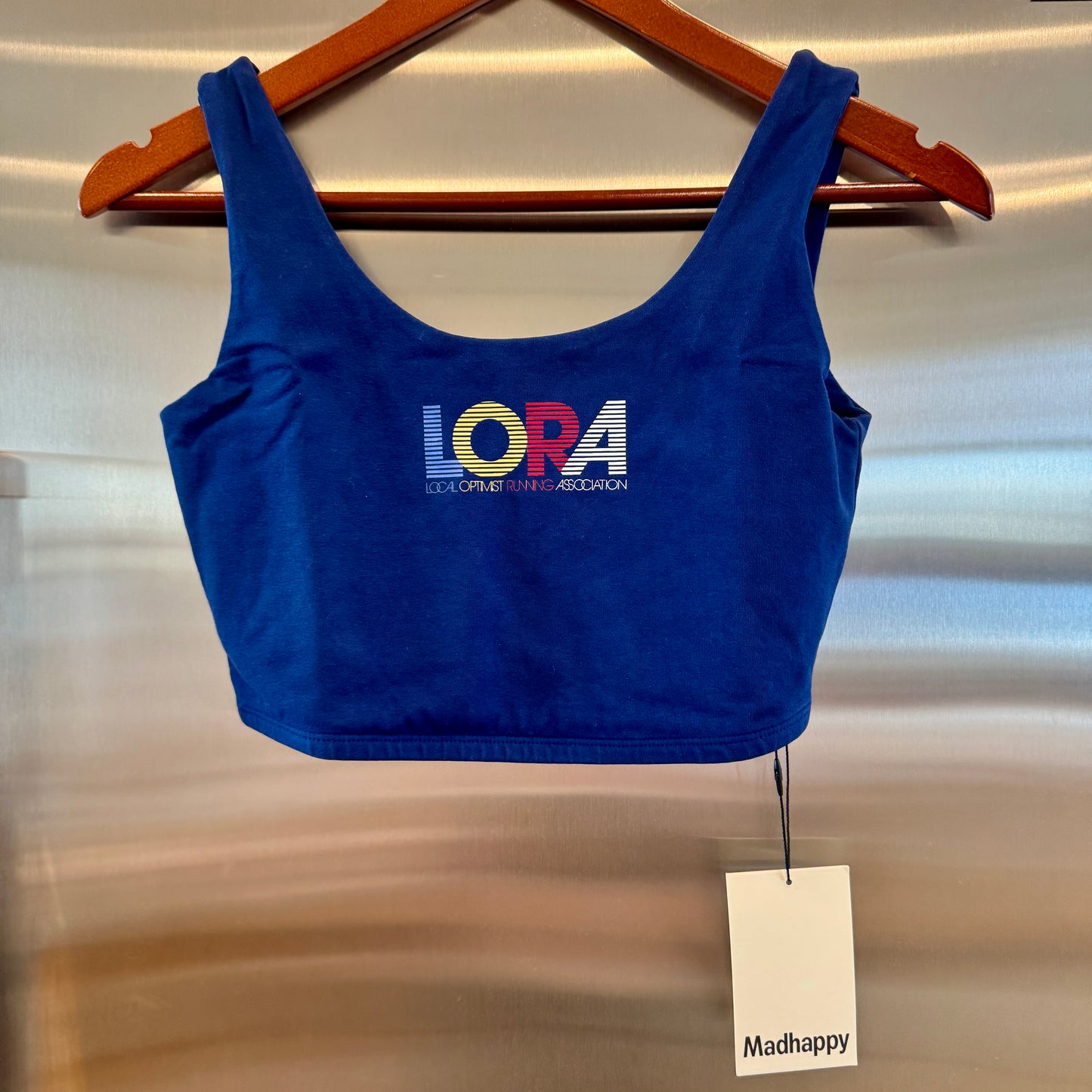 MadHappy Local Optimist Run Club Top Biker Athletic Tank in Starry Blue Navy