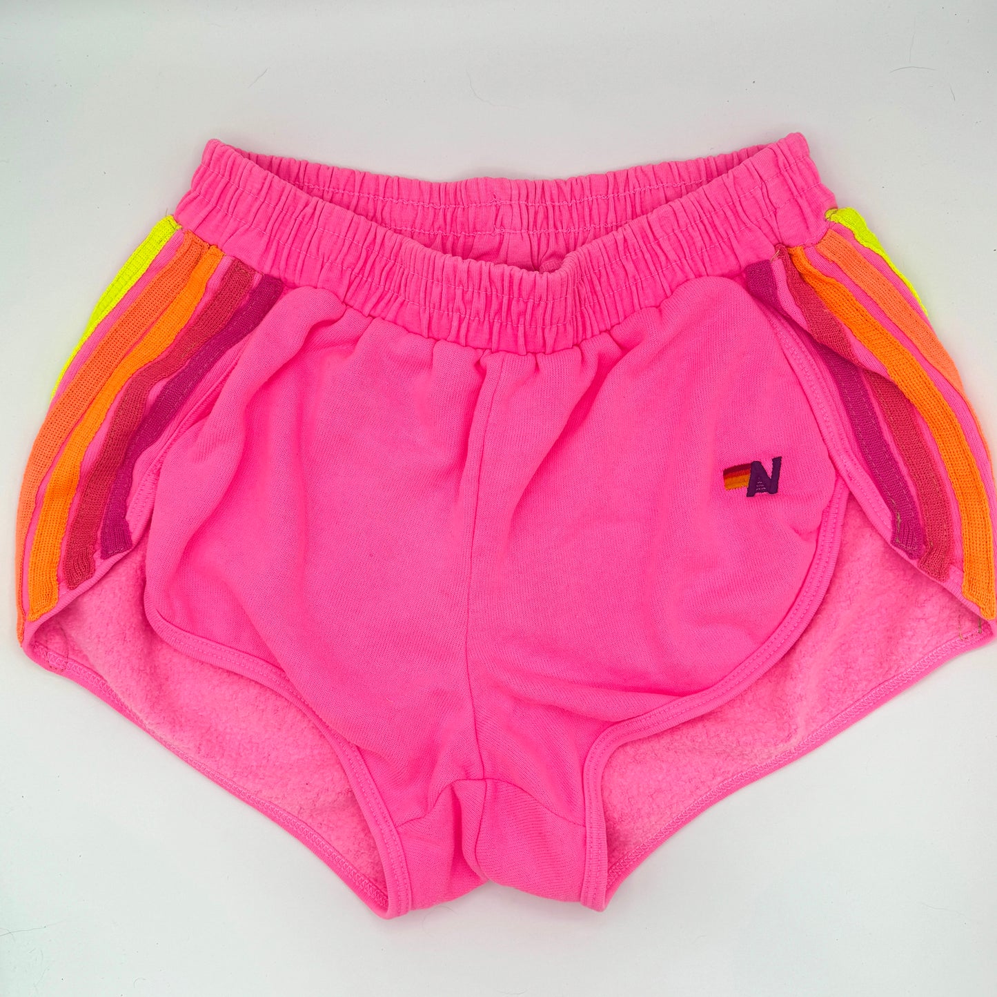 Aviator Nation 5 Stripe Jogger Shorts in Neon Pink - RARE / Discontinued