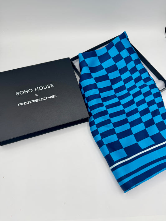 Porsche x Soho House Satin Blue Pasha Scarf Bandana