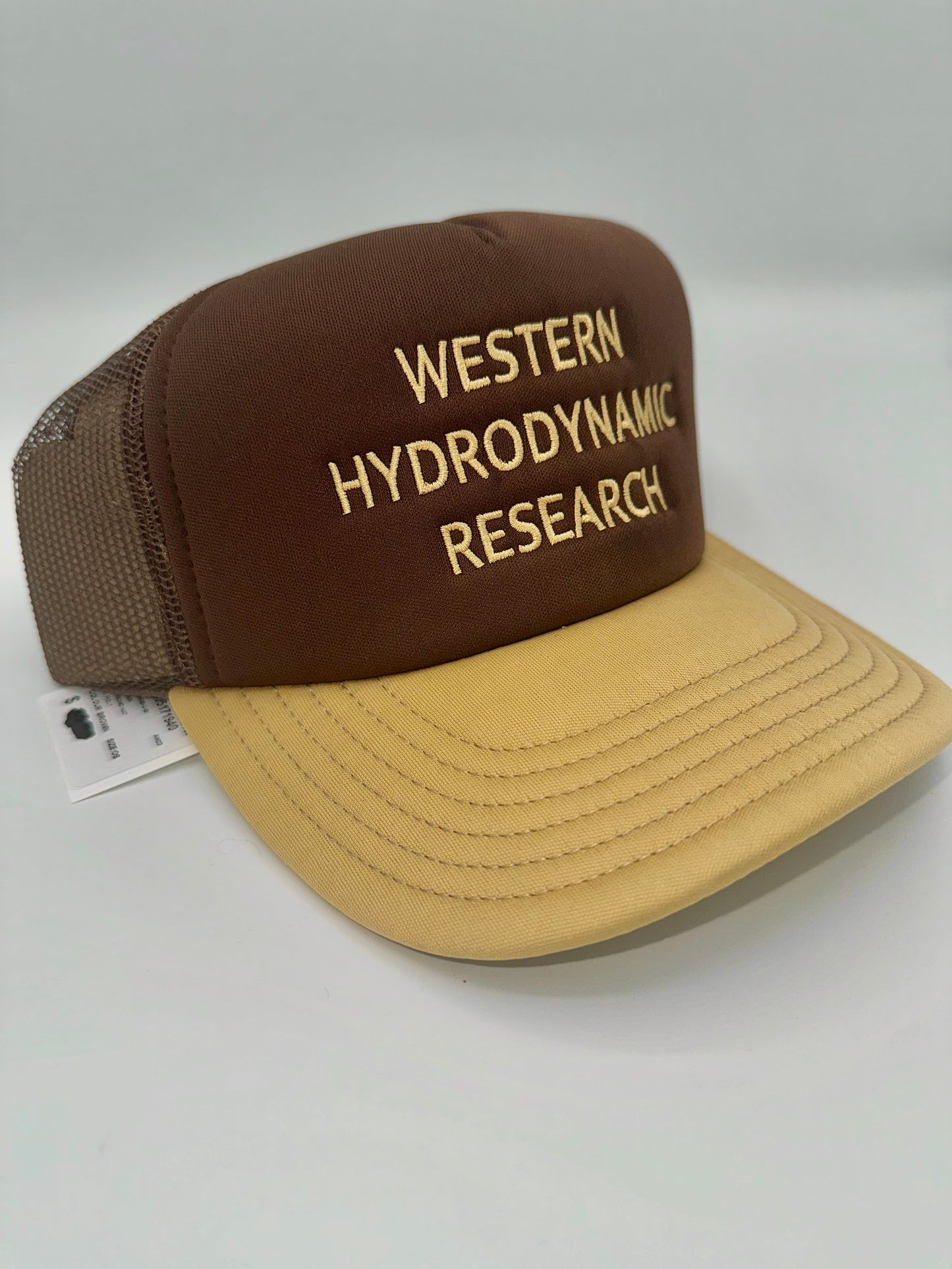 Western Hydrodynamic Research Trucker Hat Otto Promotional Logo Embroidered Brown