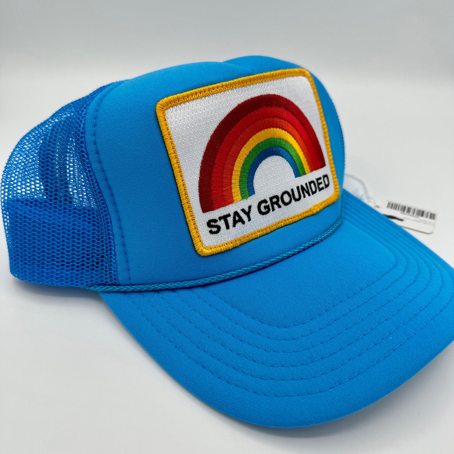 Aviator Nation Stay Grounded Blue Classic Trucker Hat Embroidered Rainbow