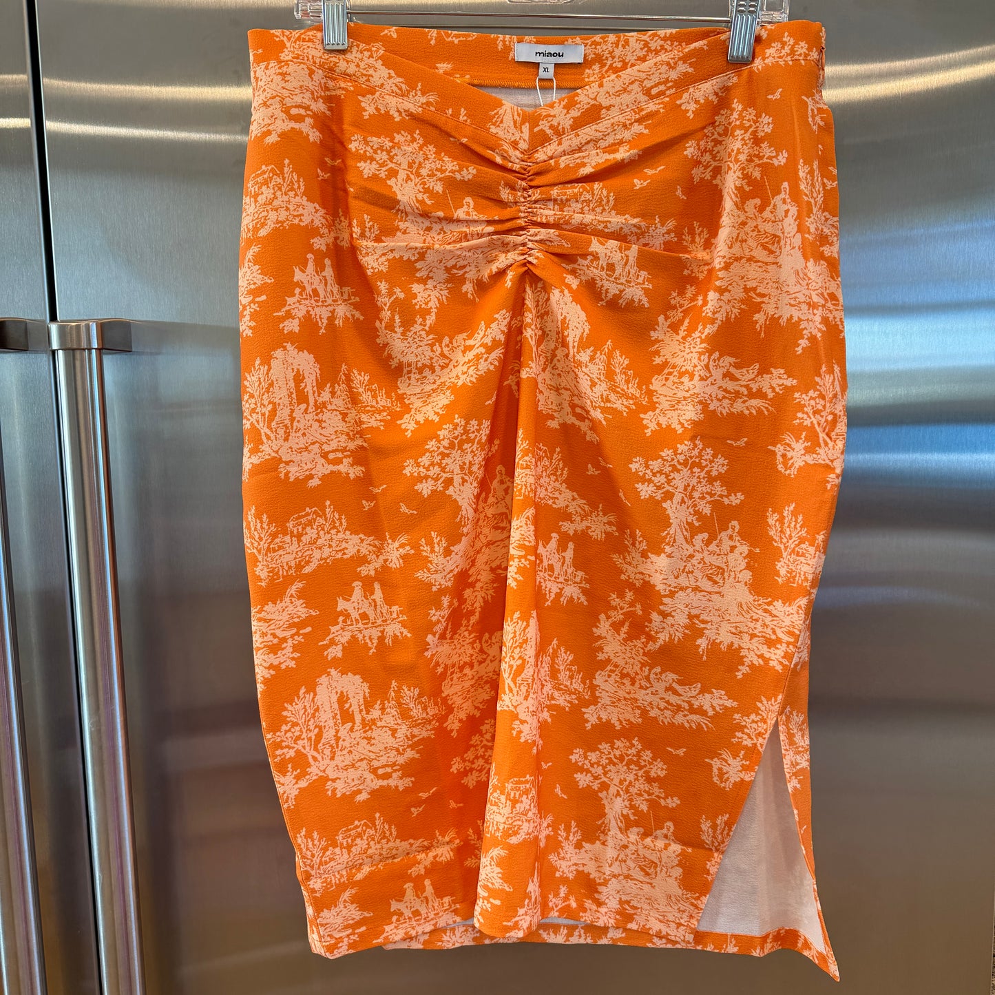 Miaou Preston Midi Skirt in Clementine Toile Orange x Paloma Elsesser Collab