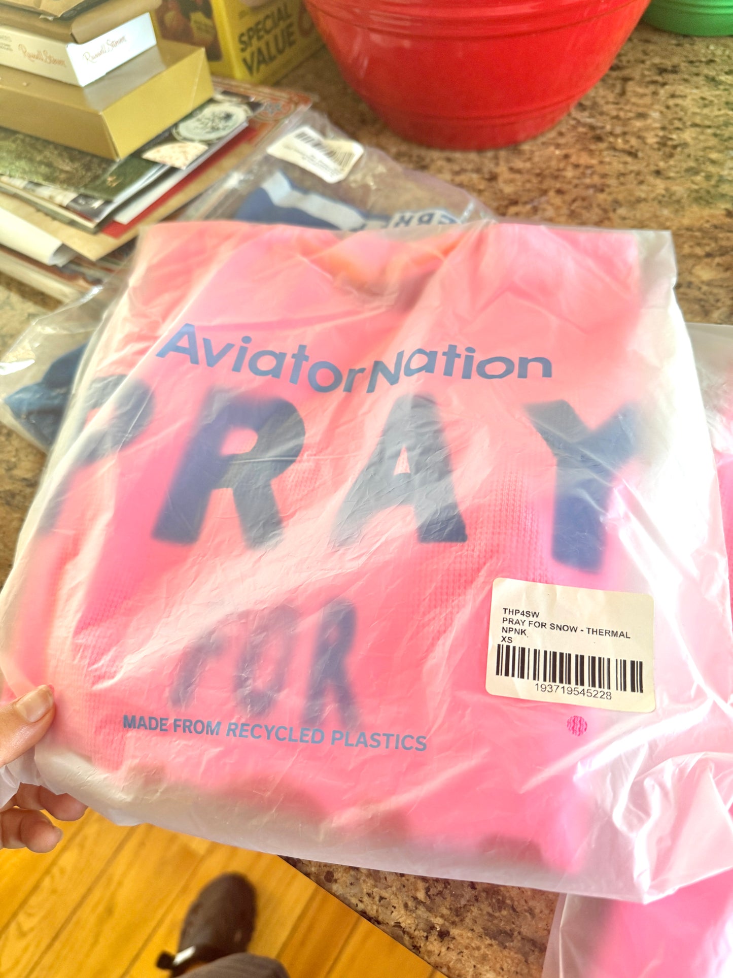 Aviator Nation Thermal Pray For Snow Shirt Neon Pink Unisex