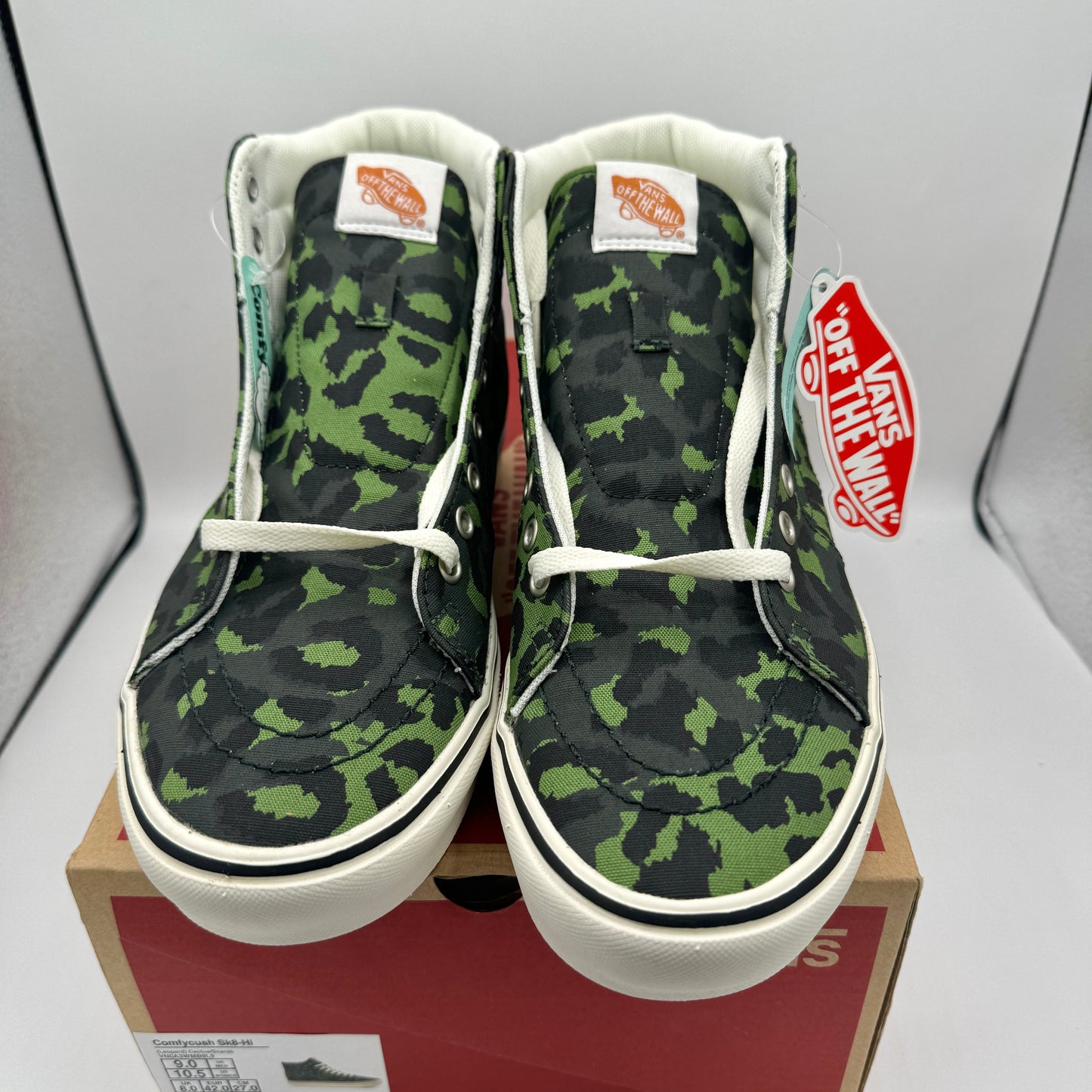 Vans Sk8 Hi Comfycush Classic High Top Sneakers Green Leopard Cactus Scarab