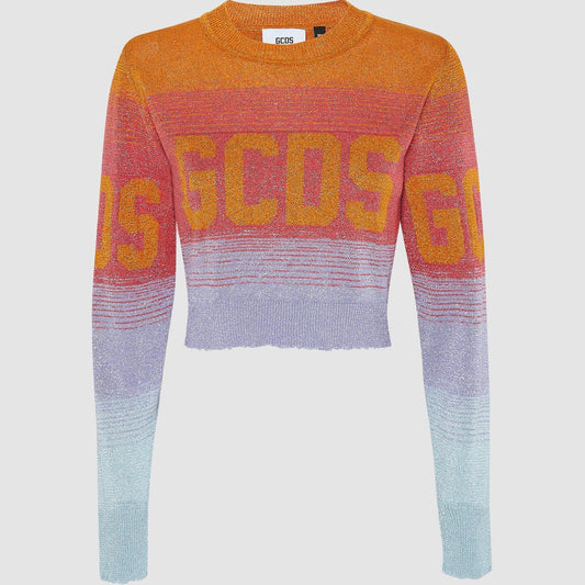 GCDS Lurex Degrade Ombre Cropped Multicolor Sweater