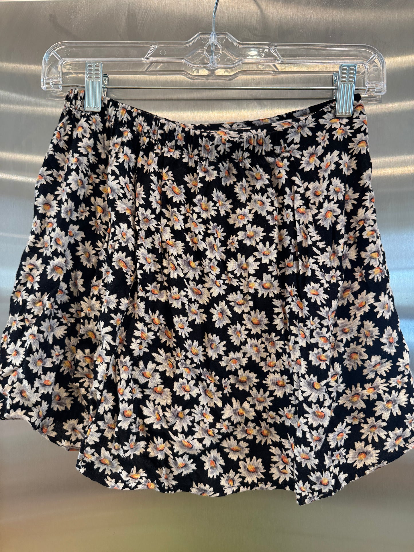 John Galt Mini Skirt in Black with white sunflowers * Pre-Owned * Brandy Melville Deadstock