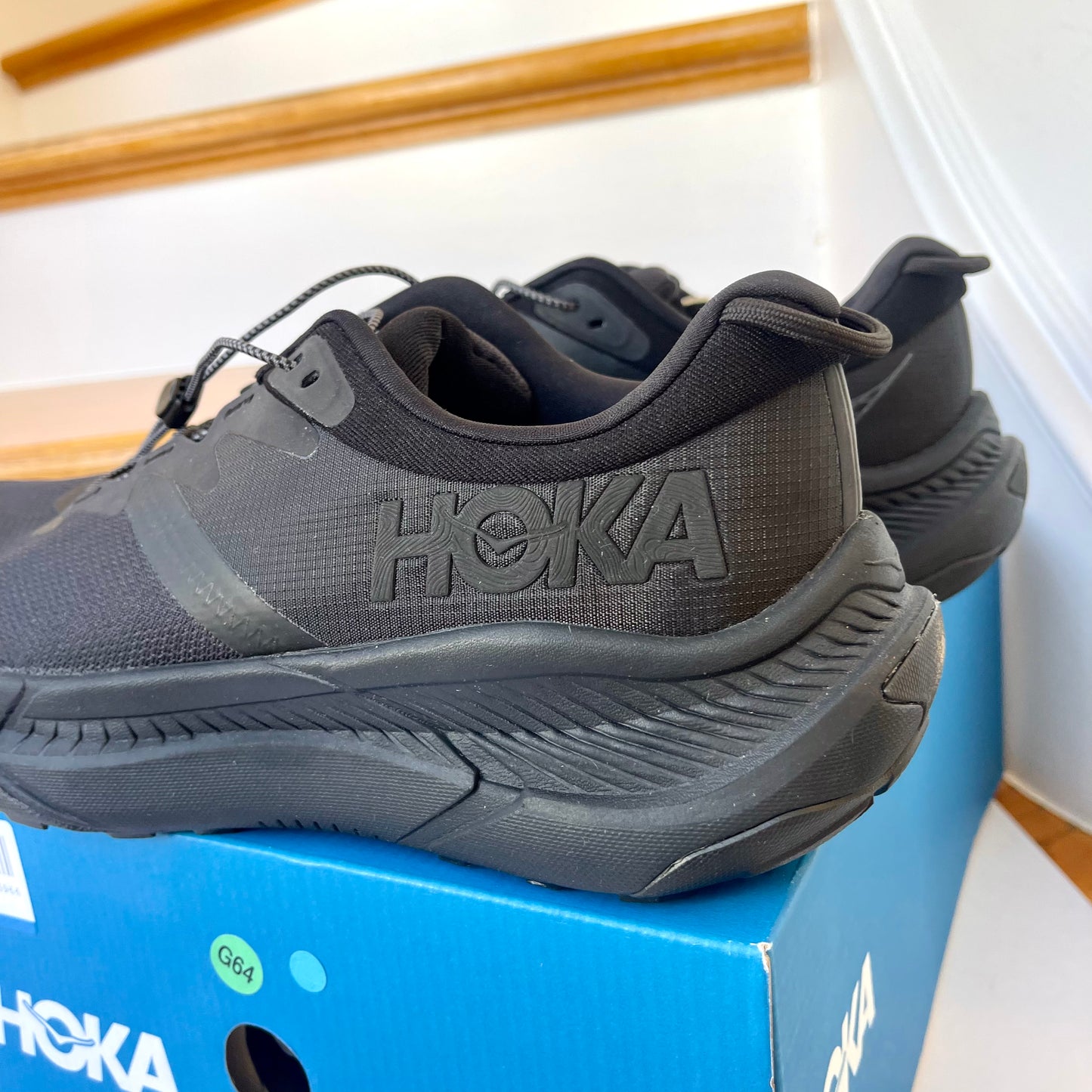 Hoka Transport in All Black Athletic Hiking Shoes