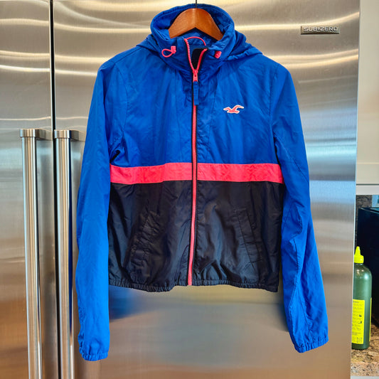 Hollister Windbreaker Jacket Blue Pink Black * Pre-owned *