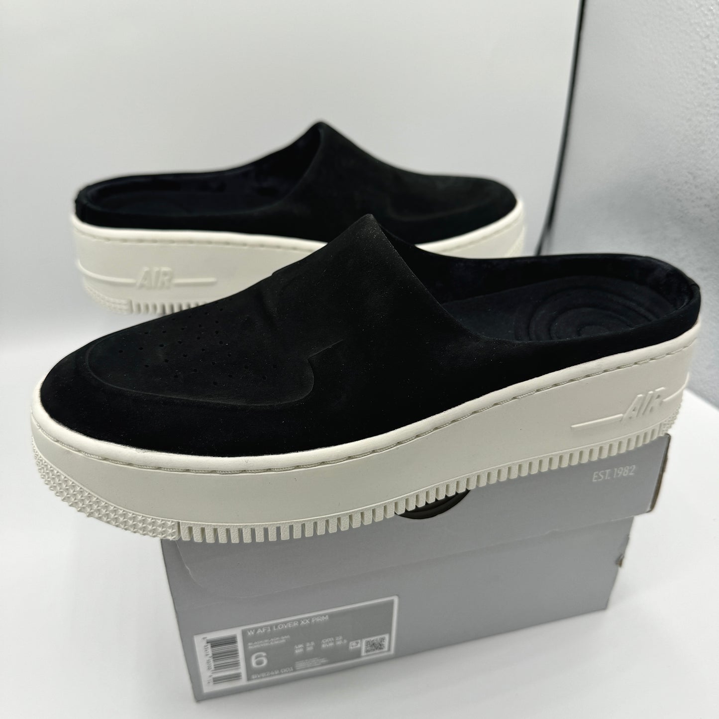 Nike Air Force 1 Lover XX Black Suede Leather Slip On Mule Platform sneakers