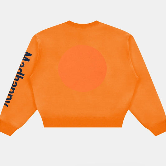 MadHappy Headspace Heritage Universal Crewneck Sweatshirt in Orange with navy raised logo