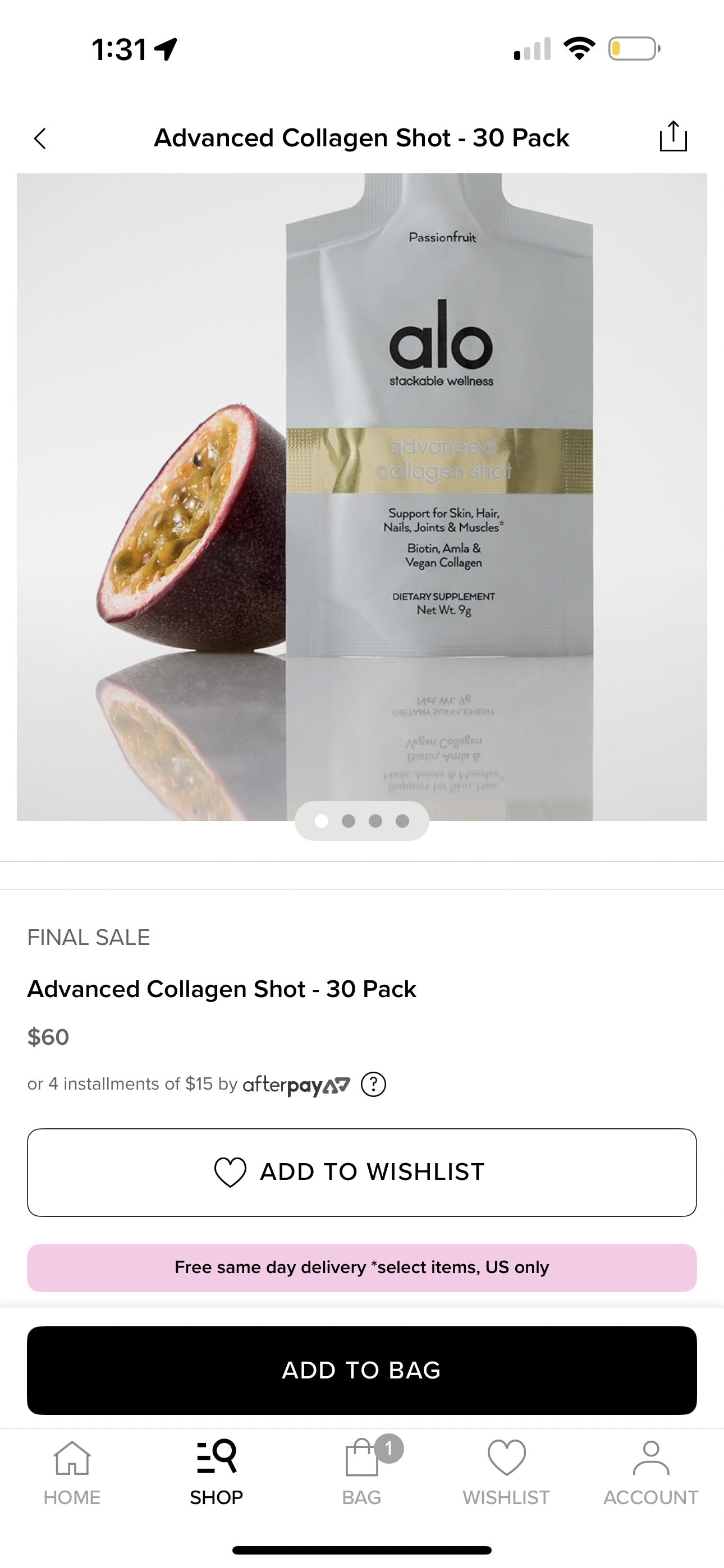 Alo Yoga (Bundle) 8x Sets of Wellness Shots (4) Discovery Packs , Dietary Supplements (32 Sachets Total)