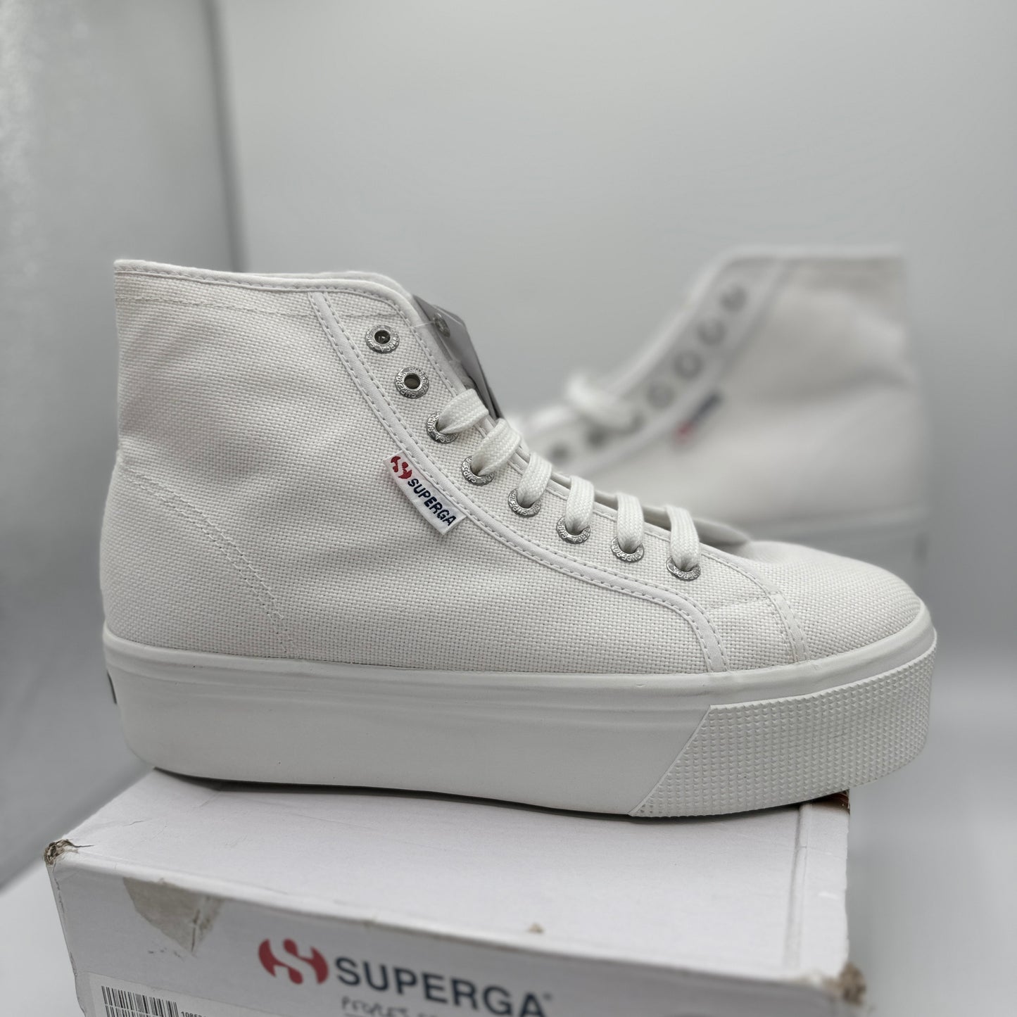 Superga White High Top Platform Sneakers 2705 Hi Lace up shoes