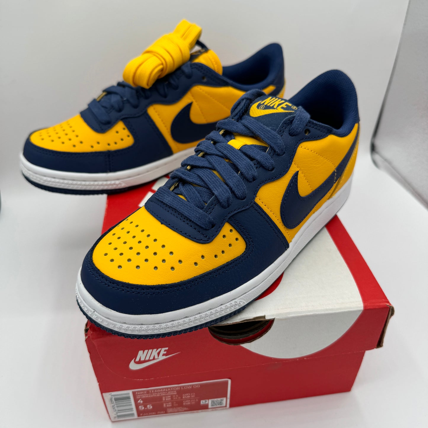 Nike Terminator Low in University Gold / Navy Blue “ Michigan “ Unisex Shoes