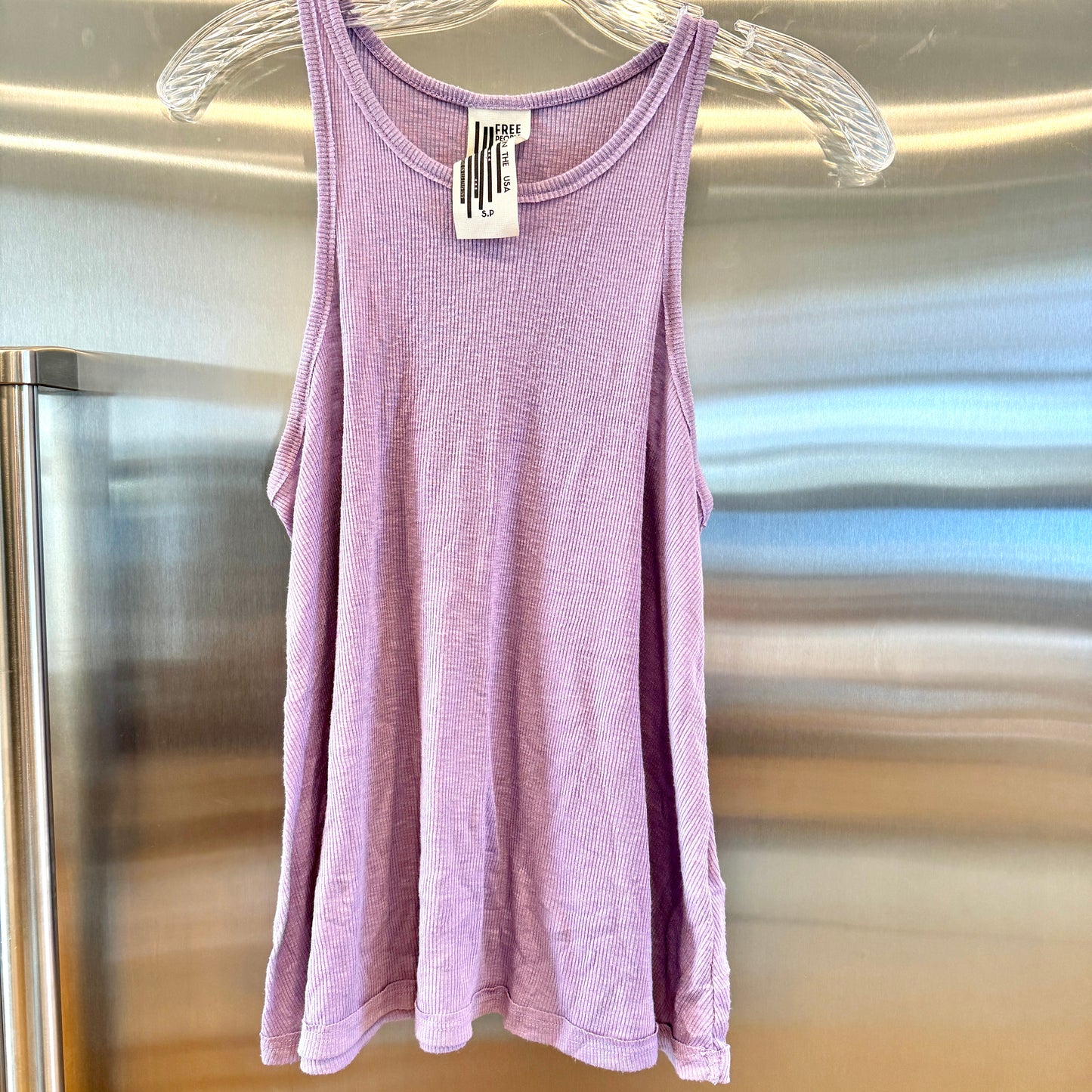 Free People Lavender Light Purple Ribbed High Neck Flowy Tank Top * Pre-owned