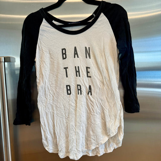 Brandy Melville Ban The Bra Baseball Tee Shirt  * Pre-Owned