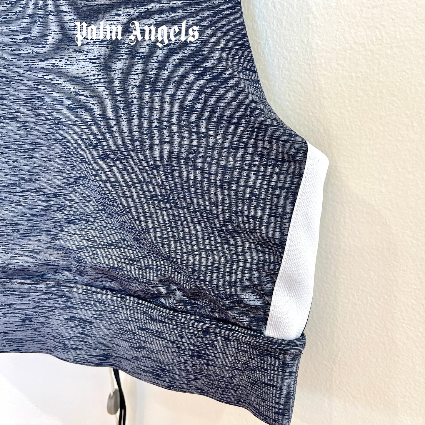 Palm Angels Women’s Track Crop Top Grey Black Melange Sports Athletic Shirt