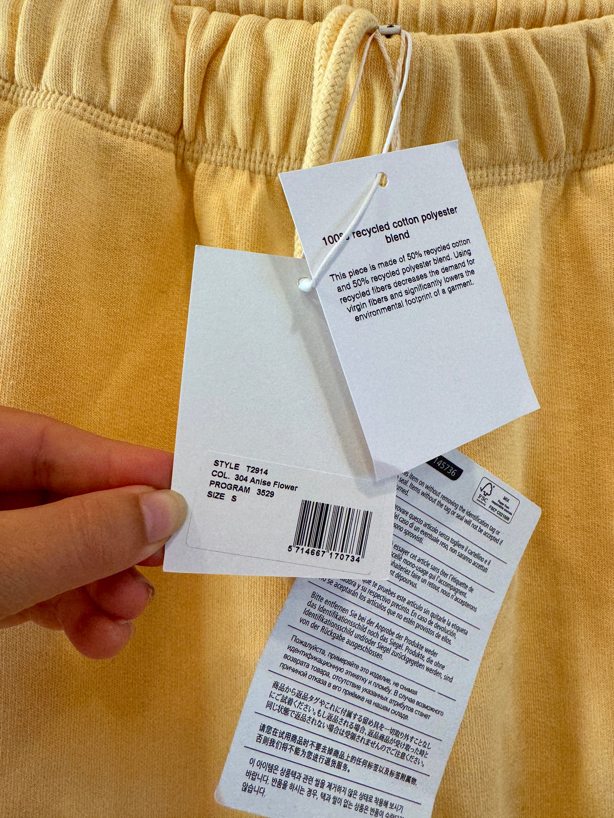 Ganni Isoli Sweatpants in Yellow French Terry Cotton with embroidered logo