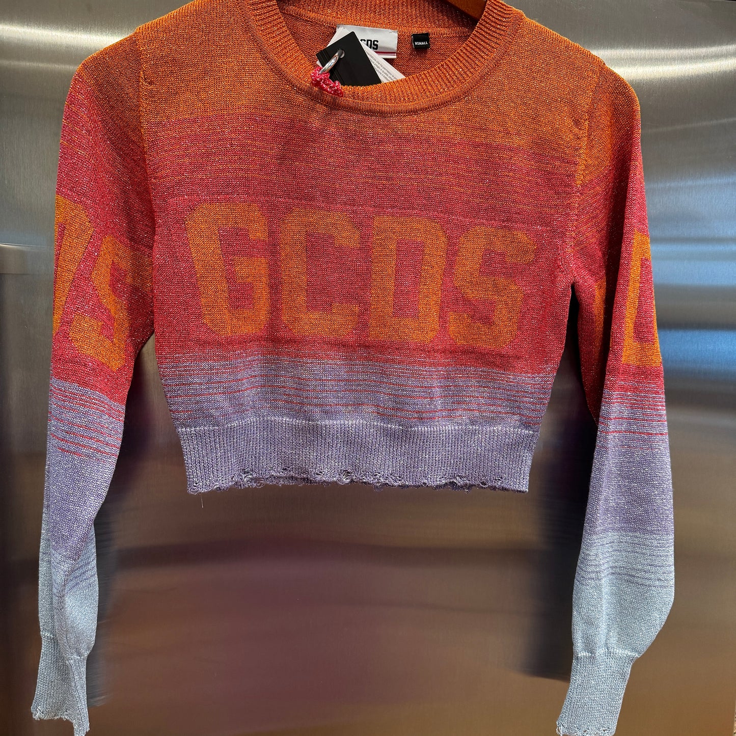 GCDS Lurex Degrade Ombre Cropped Multicolor Sweater